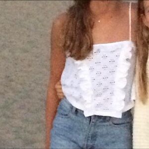 White eyelet top